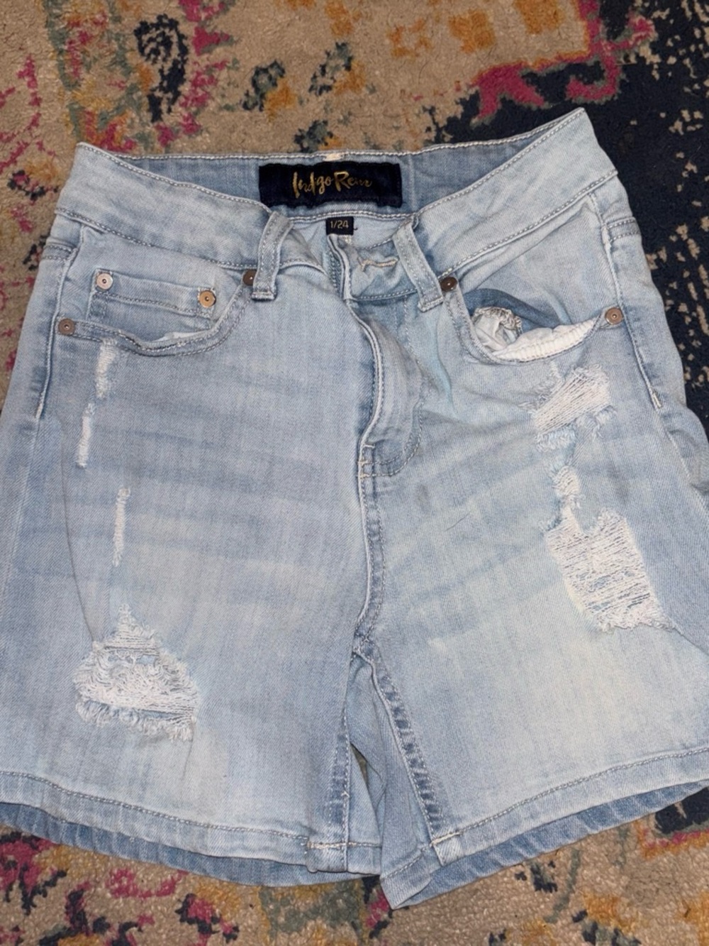 Indigo Rein Light Blue Distressed Denim Shorts